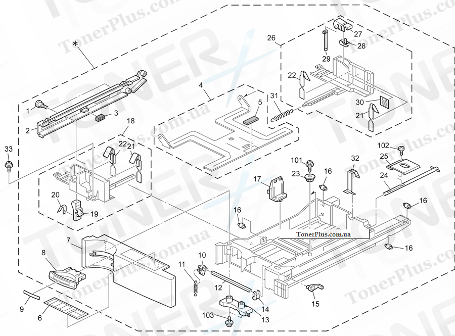 Каталог запчастей для Ricoh Aficio MPC3500 - 1st Paper Tray