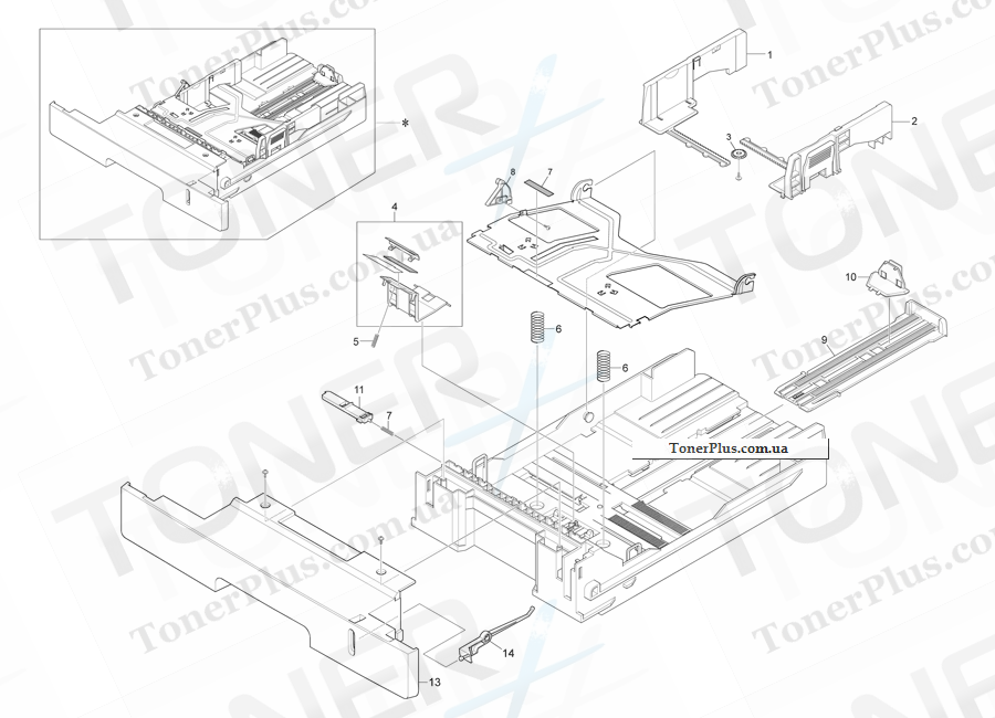 Каталог запчастей для Ricoh Aficio SP3200SF - Cassette Assy