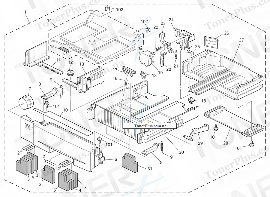 Каталог запчастей для Ricoh Aficio SP4210N - Paper Tray