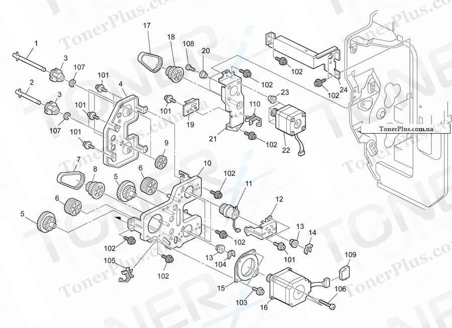 Каталог запчастей для Ricoh Aficio SP8200DN - Drive Section 4