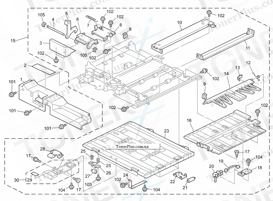 Каталог запчастей для Ricoh Aficio SP9100DN - DUPLEX UNIT 1