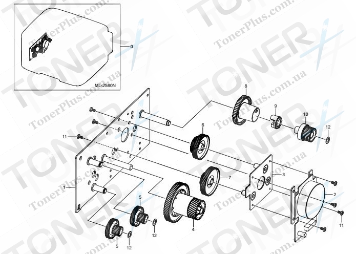 Группа запчастей для Samsung ML-1913 - Main Drive Bracket (ML-2580N)