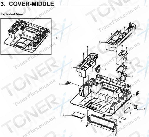 Группа запчастей для Samsung SL-M2870FD - COVER-MIDDLE